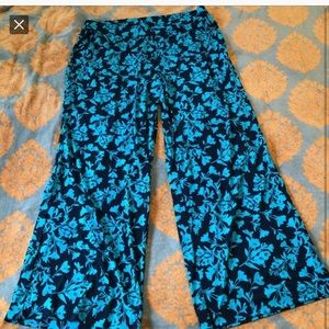 Teal and navy flowy pants